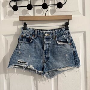 Zara Blue Distressed Jean Shorts